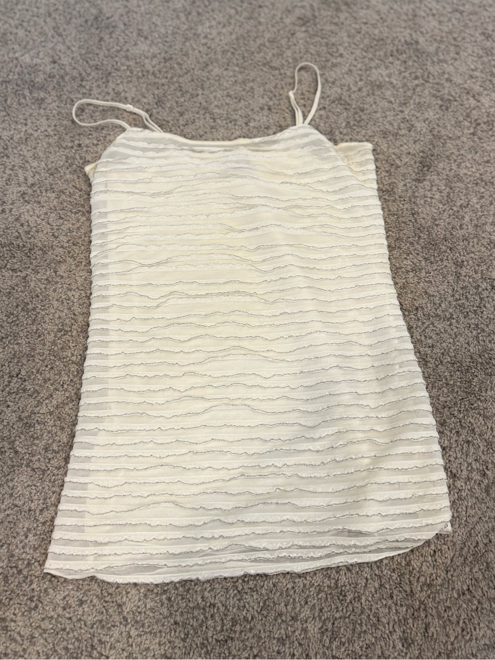 Free People Ivory White Textured Ruffle-Strip Camisole